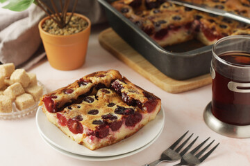 A traditional French pie with cherry clafouti