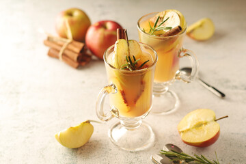 Warm apple autumn drink with cinnamon	