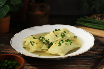 German Swabian dish - Maultaschen in broth