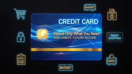 Credit card concept, focusing on wise spending habits and avoiding future financial problems. Suitable for marketing or business purposes