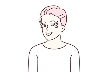 person with sly smirk and raised eyebrow, playful attitude captured in minimal line art conveying cheeky confidence and teasing charm usable for lifestyle, youth culture, or edgy branding