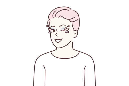 person with sly smirk and raised eyebrow, playful attitude captured in minimal line art conveying cheeky confidence and teasing charm usable for lifestyle, youth culture, or edgy branding