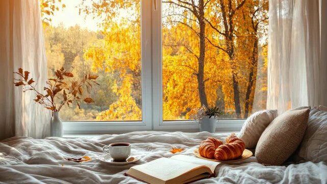 Stylish bedroom with a large bed. Selective focus. dizain.