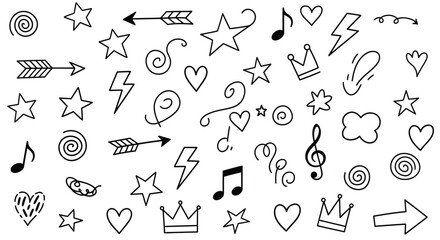 Hand Drawn Doodle Elements Vector Illustration for Decoration, Design, and Creativity