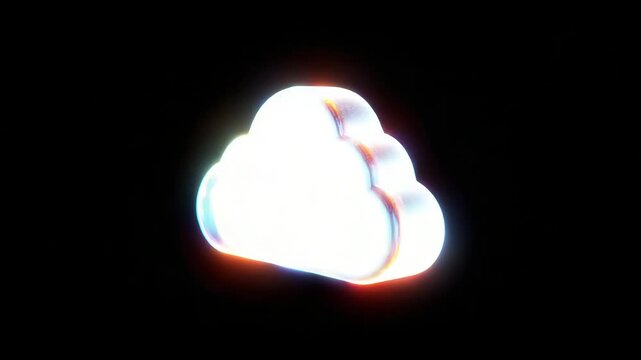 Bright glowing cloud icon symbolizing digital data storage and online services