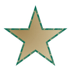 5-point gold filled star with decorative green border 