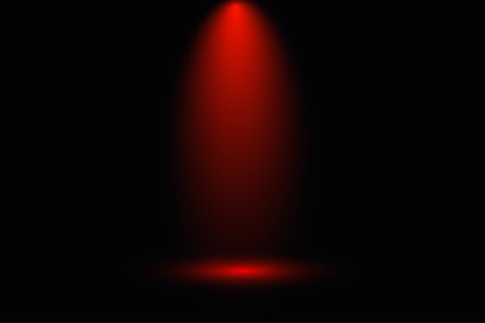 Red  Spotlight Beam on Black Background with Footlight Glow, perfect for highlight any  product