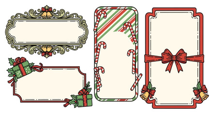 Festive Christmas Frames Illustration Collection for Holiday Greetings and Creative Design © Cici
