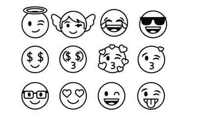 Emoji Faces Vector Illustration Set: Diverse Expressions for Digital Communication and Design