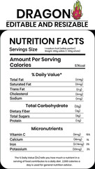 Dragon Fruit Nutrition Facts Label Vector Design .