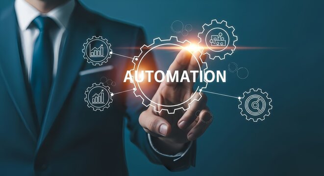 Professional using automation interface for streamlined business processes today