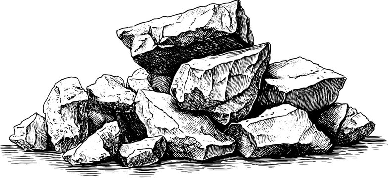 Engraved decorative illustration of angular clastic conglomerate
