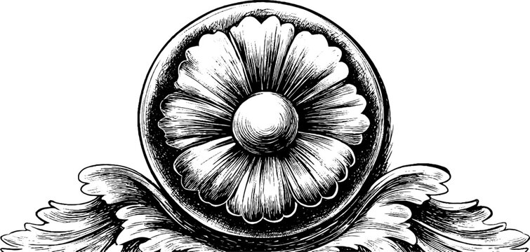 Intricate decorative stone rosette design for artistic and architectural use