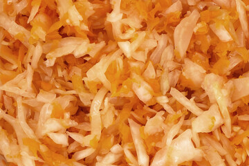 Sauerkraut. Close-up of fresh homemade sauerkraut. The texture of the sauerkraut.