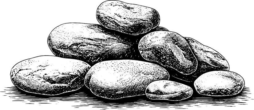 Clustered pebble-like design engraving for decorative use