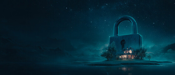 Unlocking home security digital protection cyber safety and privacy concept illustration