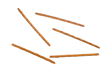 Crispy salt sticks isolated on white background.