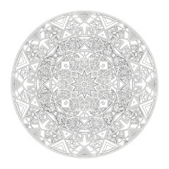 Intricate geometric mandala silhouette isolated on white background