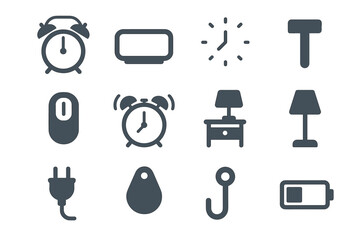 Vector icon hands power marks battery wall minimal table alarm minute switch
