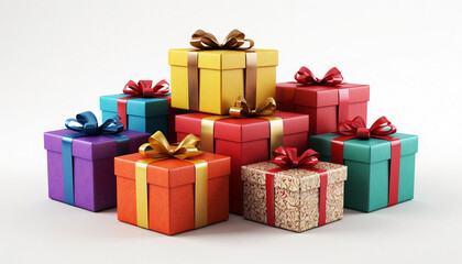 Obraz premium Colorful Stack of Wrapped Gift Boxes