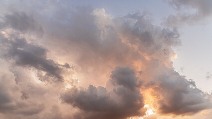 abstract background of cloudy sunset sky golden hour