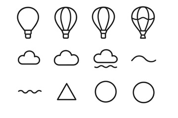 Dot air minimal fold icon outline triangle wave circle balloon ring rope