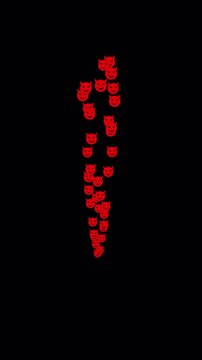 Red devil emojis floating upward with alpha transparency, perfect for dark humor edits, themed videos, and expressive motion graphics.