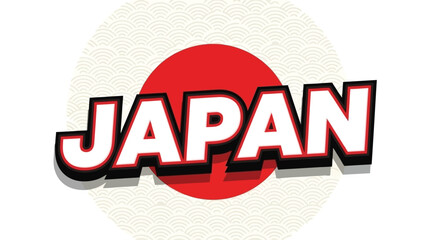 Japan in bold letters with a red circle background, perfect for travel or cultural themes