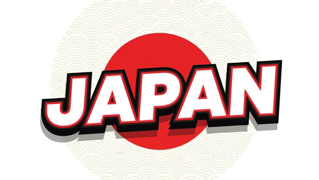 Japan in bold letters with a red circle background, perfect for travel or cultural themes - Powered by Adobe