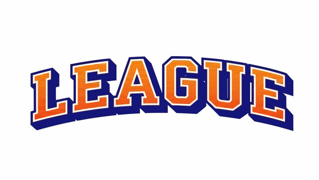 Arched athletic wordmark typography for a sports team or competition. Bold blue and orange text effect ideal for a championship logo