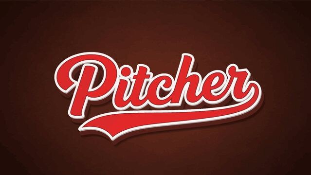 Vintage sports logotype with red script lettering. This retro baseball-style typography features a 3D effect for team branding and apparel