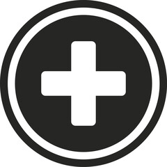 Obraz premium Simple black and white plus sign icon inside a circle