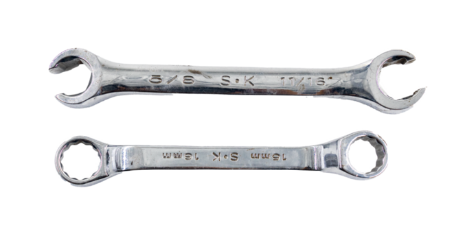 Offset Box End Wrench and Line wrench tools , size 15mm x 16mm,