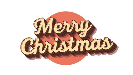 Festive vintage Christmas greeting text illustration with a charming retro typography design on a warm circular background, perfect for holiday season projects and seasonal cheer