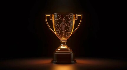 glowing golden award trophy symbolizing celebration of success, high performance, recognition, and professional accomplishment