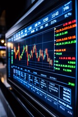 Obraz premium Financial data showing stock market trading activity on a screen