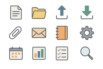 Icons icon notebook checklist vector calendar management arrow magnifier gear envelope paperclip