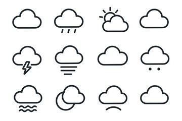 Icons line wave stripe ray drop fog rain icon minimal weather vector