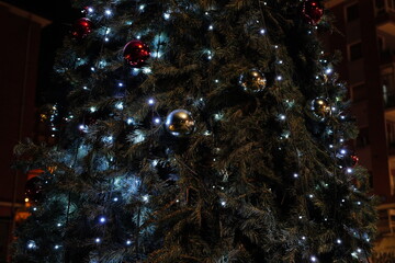 Christmas decoration in the street at night