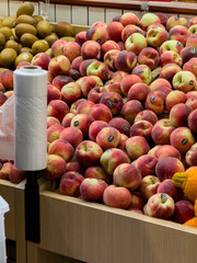 Freshly Stocked Supermarket Produce Display Featuring a Large Quantity of 