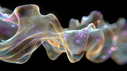 Abstract design, wavy iridescent shape, 3d render