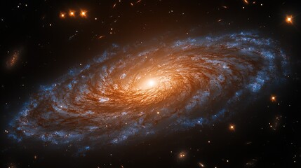 Spiral Galaxy in Deep Space with Surrounding Stars