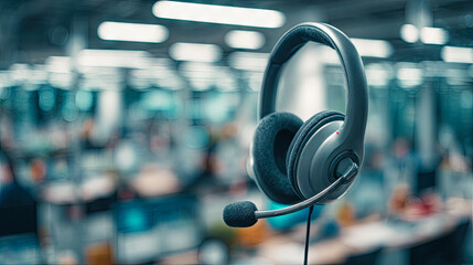 Headset communication device for call center customer service and support technology focus