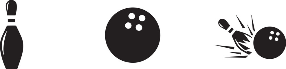 Classic bowling pin and ball illustration with motion lines