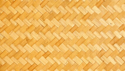 A close up of a woven bamboo mat showing the texture and pattern of the natural material surface