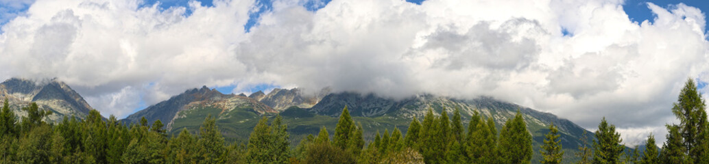 Mountain panorama, view from Tatranska Lomnica, Slovakia.