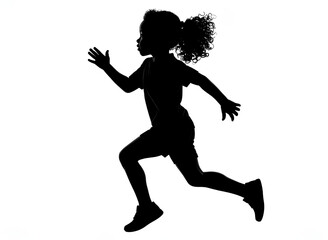 Obraz premium Running Child Silhouette, Transparent PNG, Vector Illustration 