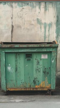 Video A green dumpster sits by the side of the road, ready for collection