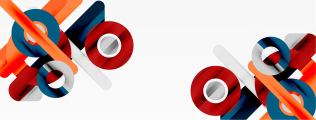 Obraz premium Abstract geometric shapes, vibrant colors, overlapping elements. Modern design, clean lines, minimalist aesthetic. Bright composition.