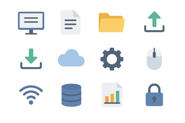 Icon folder upload database arrow mouse digital vector icons document file cloud